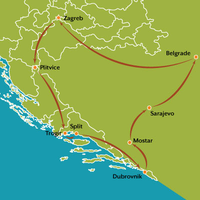 tour map treasures of croatia bosnia herzegovina