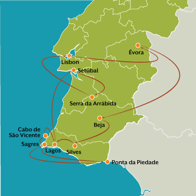 map tour south of portugal