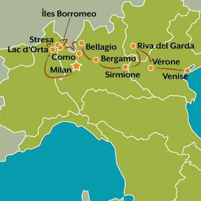 carte tour escapade dans le nord de l’italie 