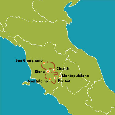 tour map italy flavours of tuscany